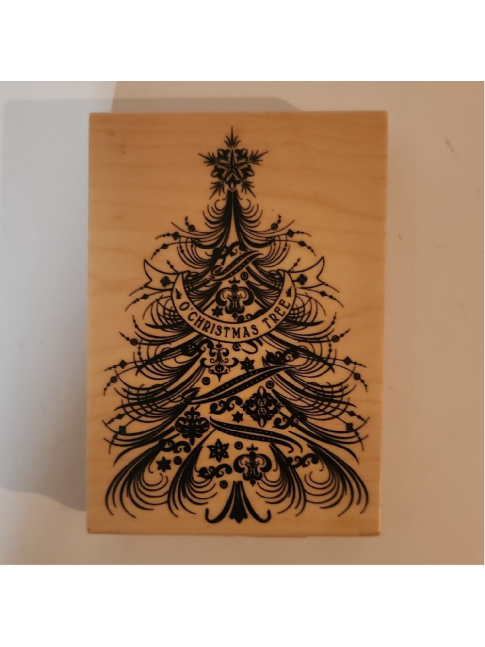 Inkadinkado O Christmas Tree Wood Rubber Mounted Stamp Holidays 60-01142 New